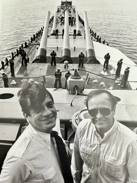 U.S. Representative Charlie Wilson and Texas State Senator Joe Christi aboard the battleship USS Iowa, October 19, 1984. Senator Christie recalled 