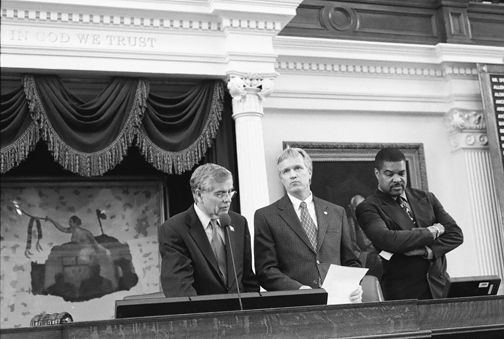 Speaker of the House Tom Craddick with parliamentarians Terry Keel and Ron Wilson. 2007.  Photo courtesy of Terry Keel