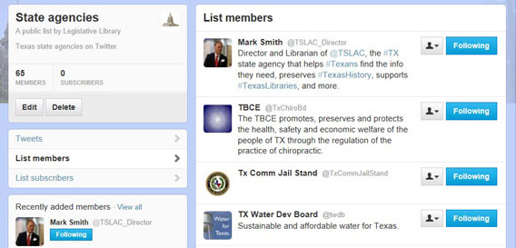 State agencies Twitter list
